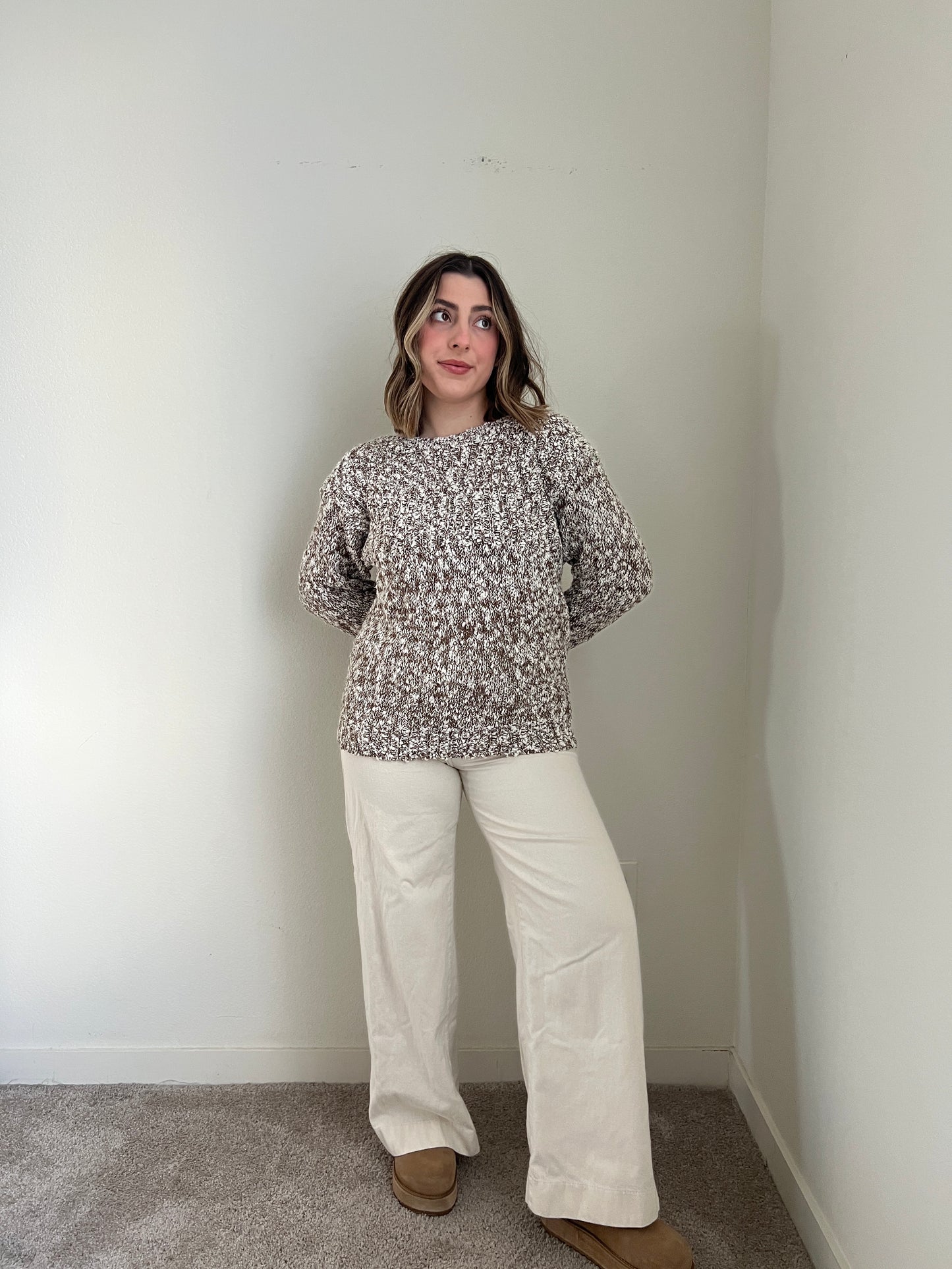 White + Cocoa Knit Sweater (M)