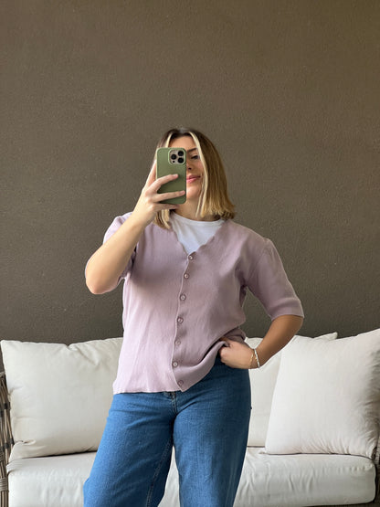 Lilac Scalloped Cardigan Tee (L)