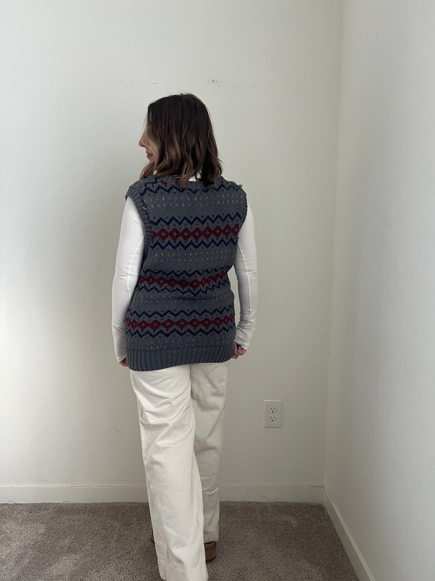Patterned Sweater Vest (M)