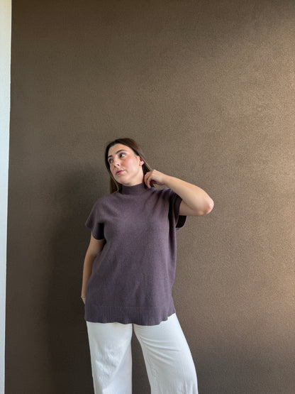 Ash Brown Cap Sleeve Top (L)