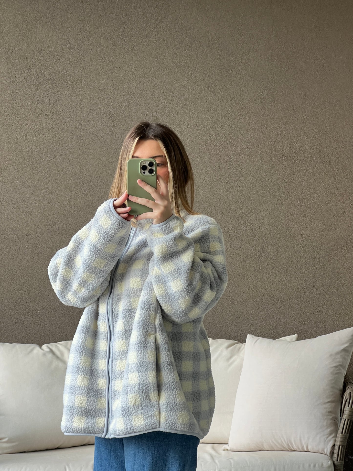 Blue Gingham Fleece (2X)