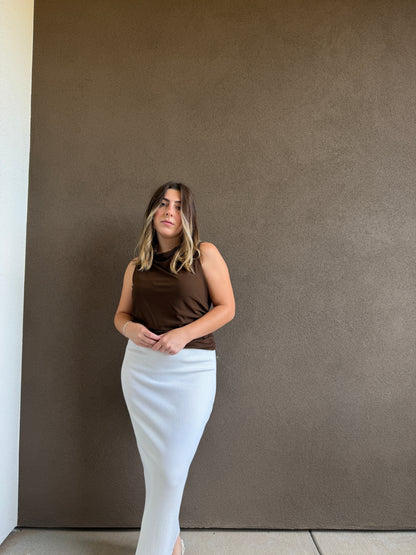 White Ribbed Bodycon Skirt (XS)