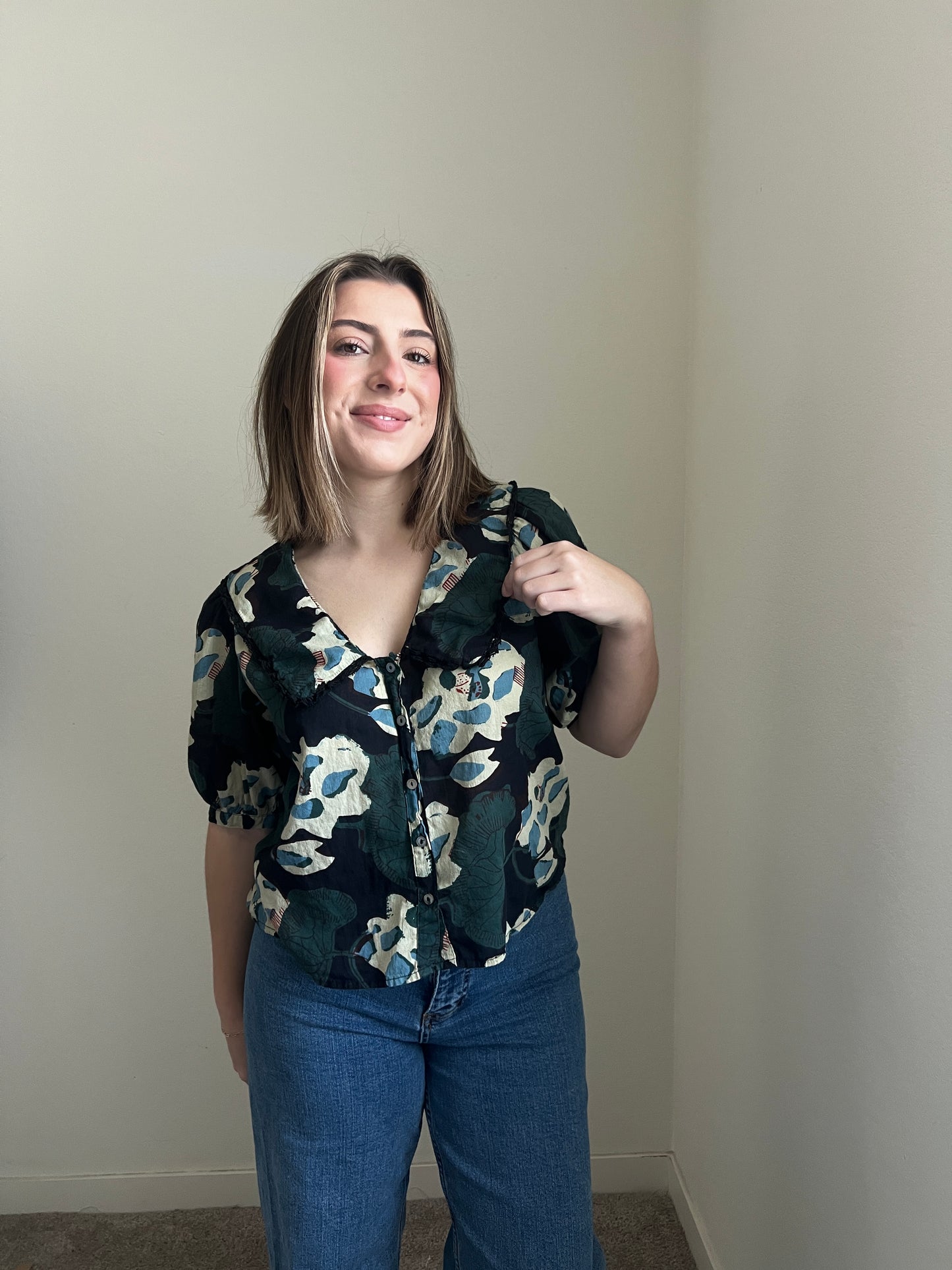 Printed Collared Blouse