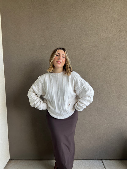 Cream Basketweave Sweater (L)