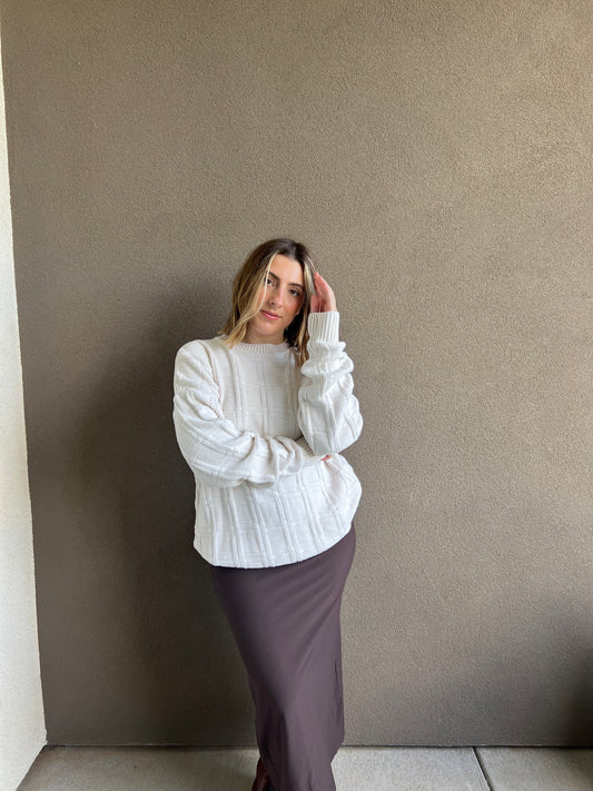 Cream Basketweave Sweater (L)
