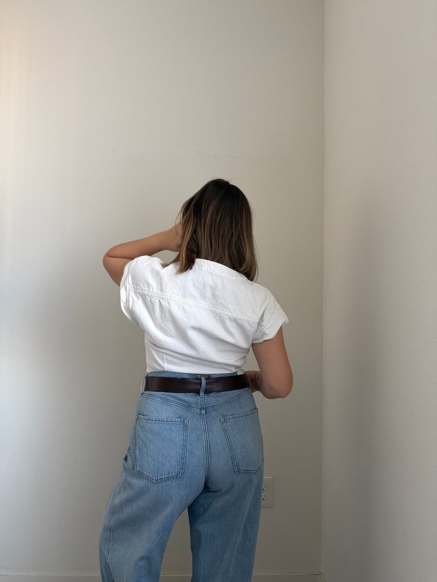 White Denim Cap Sleeve Crop Top (4)