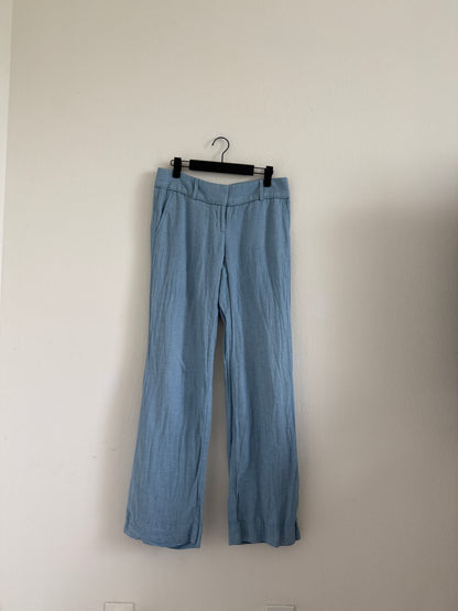 Blue Low Rise Linen Trousers (30"W)