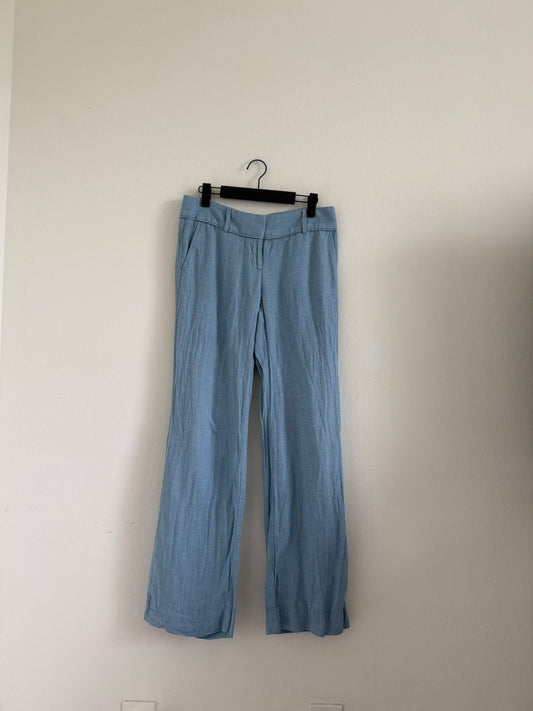 Blue Low Rise Linen Trousers (30"W)