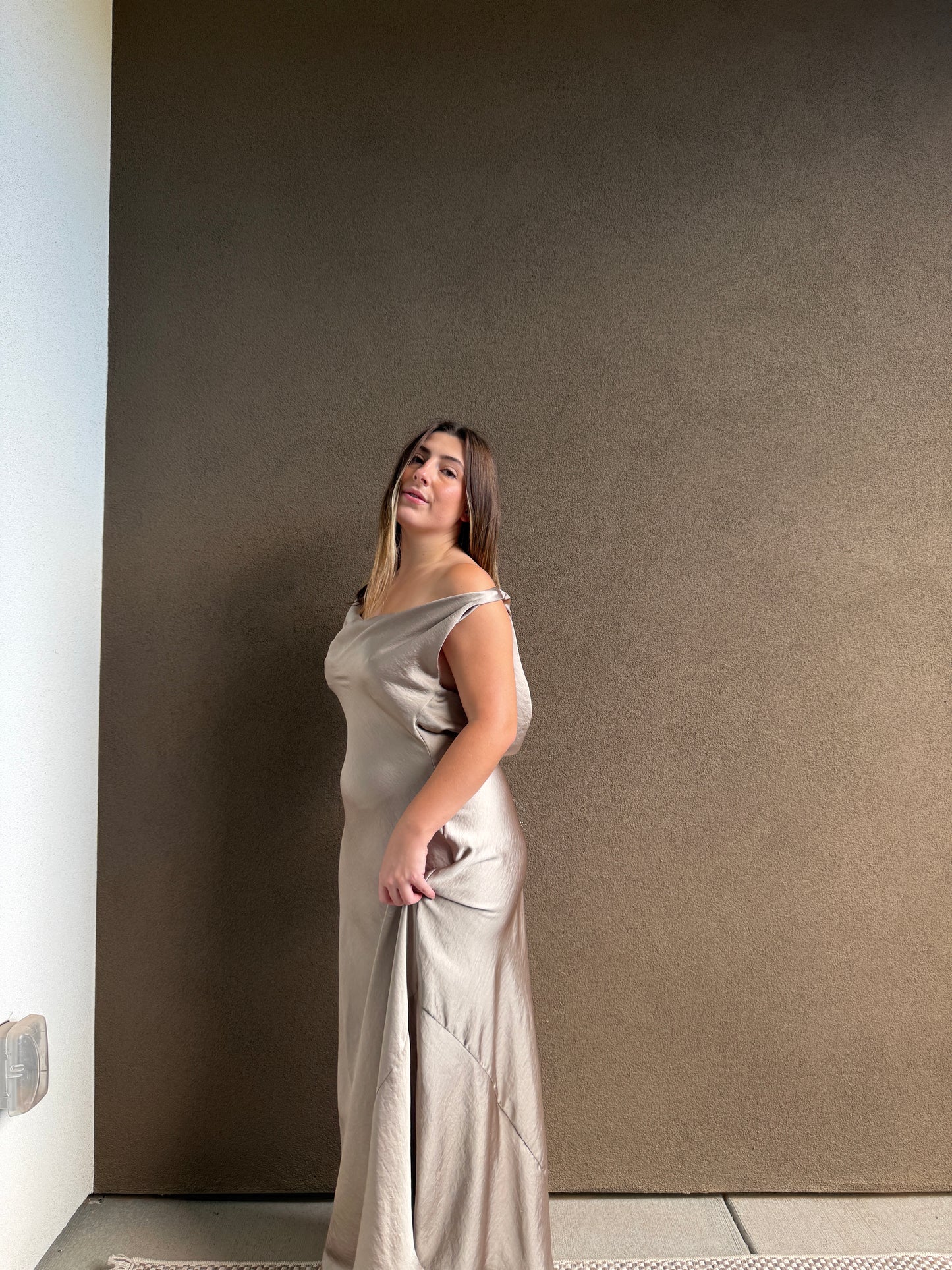 Satin Maxi Dress (L)