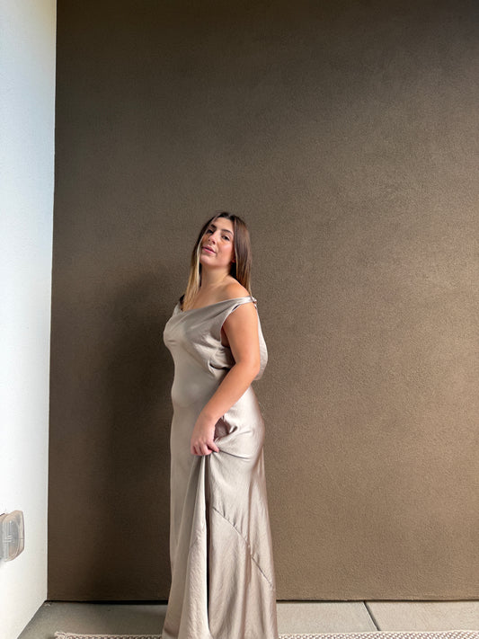 Satin Maxi Dress (L)