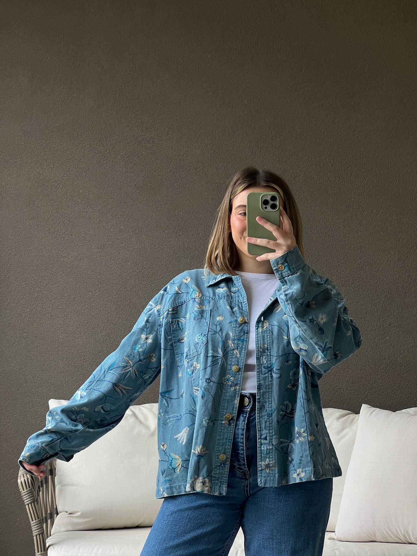 Denim Floral Jacket (XL)