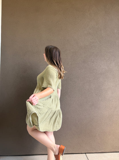 Anthro Gauzey Green Dress (XS)