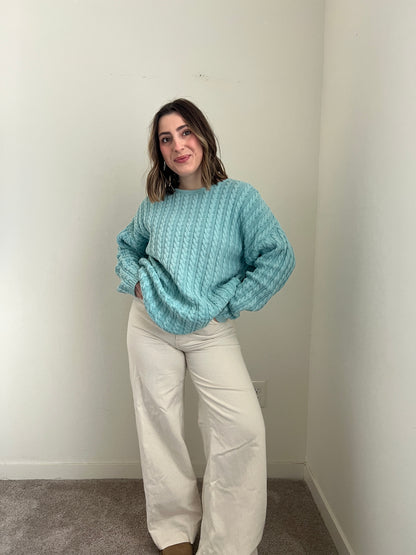 Winter Blue Cableknit Sweater (M)