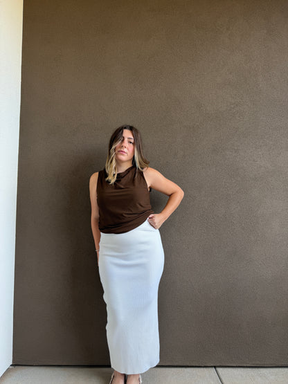 White Ribbed Bodycon Skirt (XS)