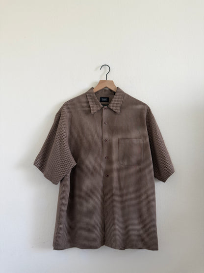 Brown Check Button Up (L)