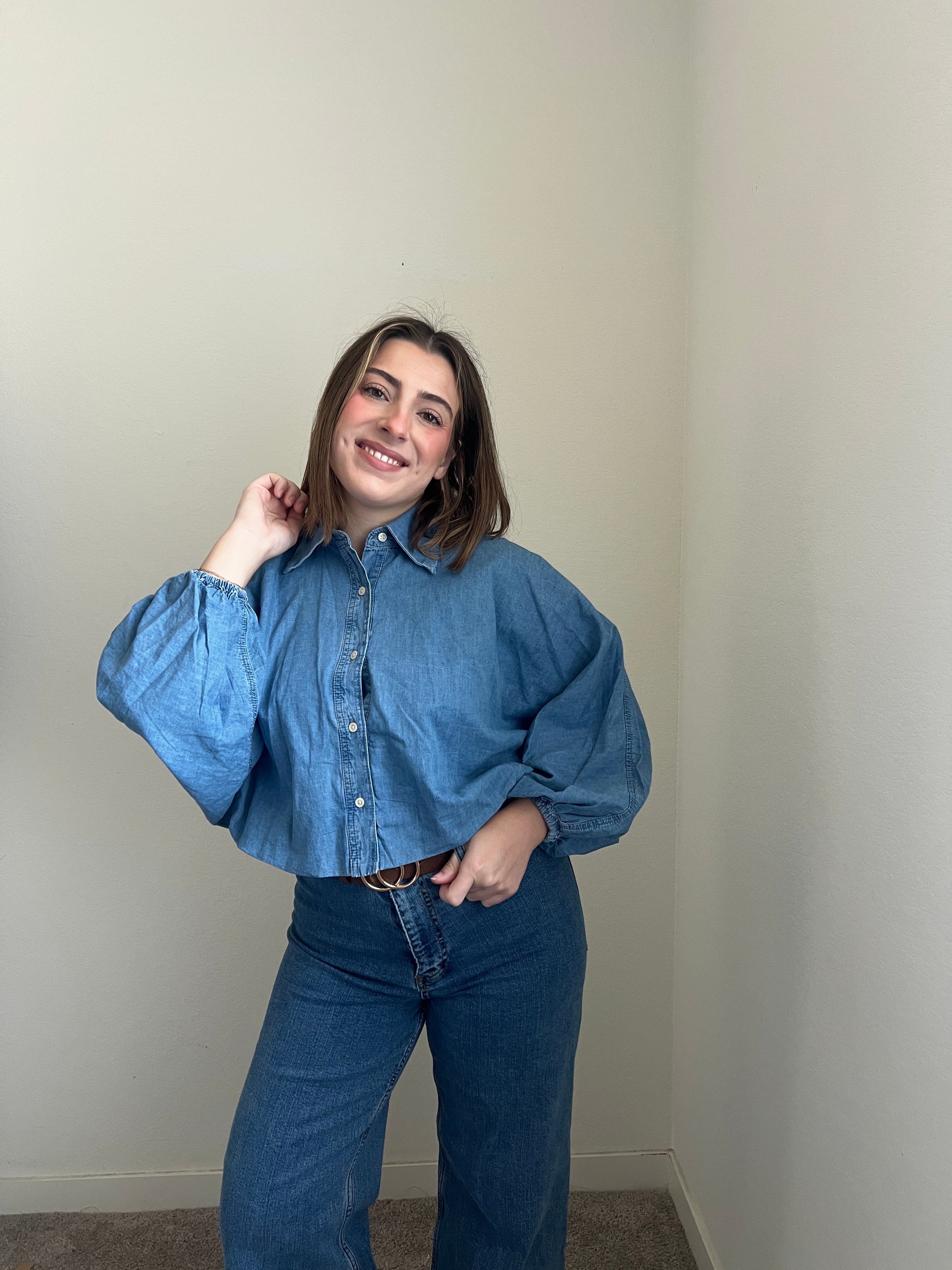 BR Denim Cropped Shirt (XS)