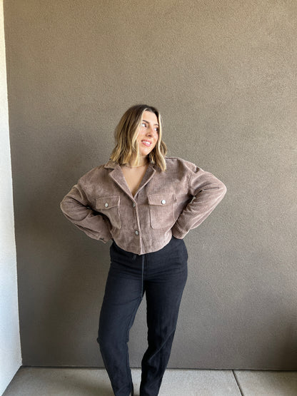 Cropped Corduroy Shacket (M)