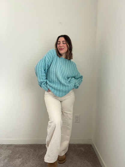 Winter Blue Cableknit Sweater (M)