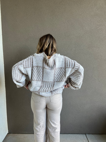 Knit Checkered Sweater (XL)