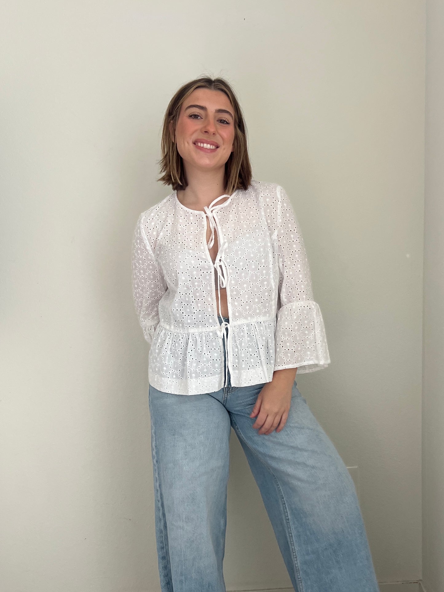 Eyelet Tie Up Blouse (M)