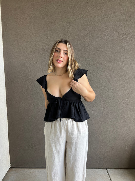 Black Fluttery Blouse (XS)