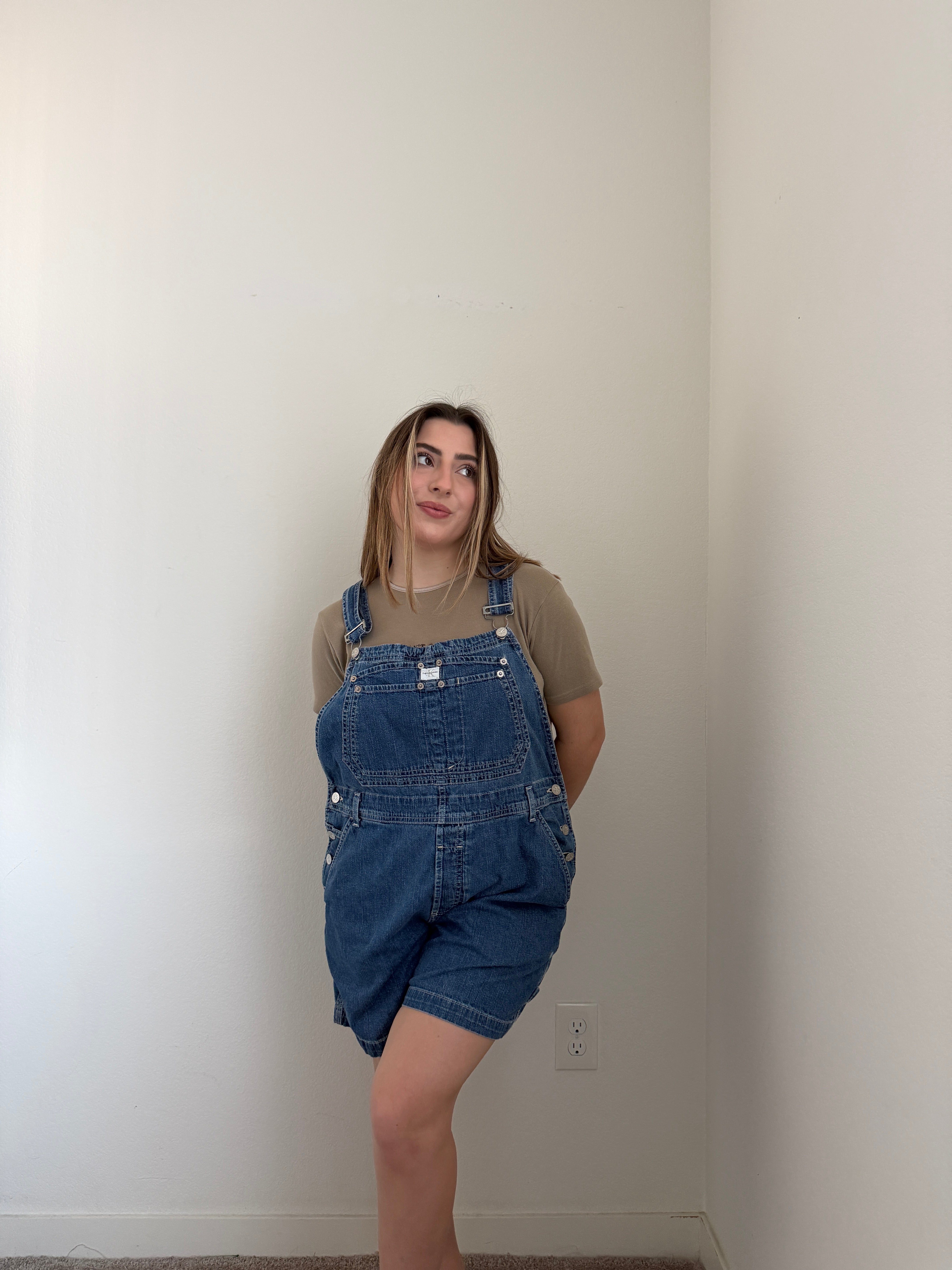 CK Dark Wash Shortalls (L)