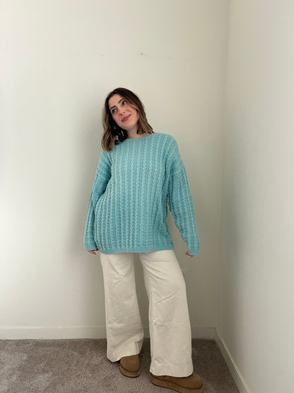 Winter Blue Cableknit Sweater (M)