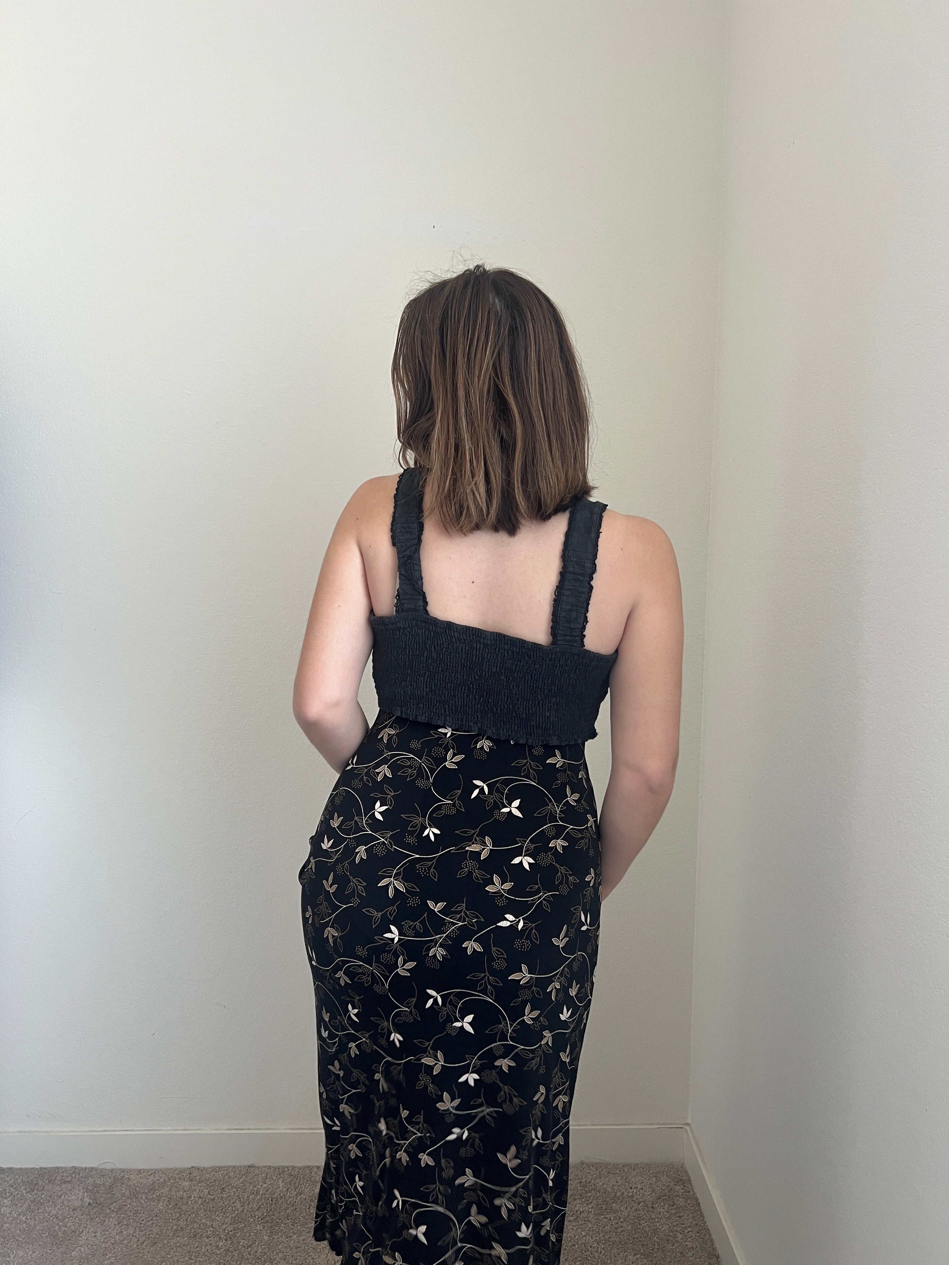 Black Floral Maxi Skirt (S)