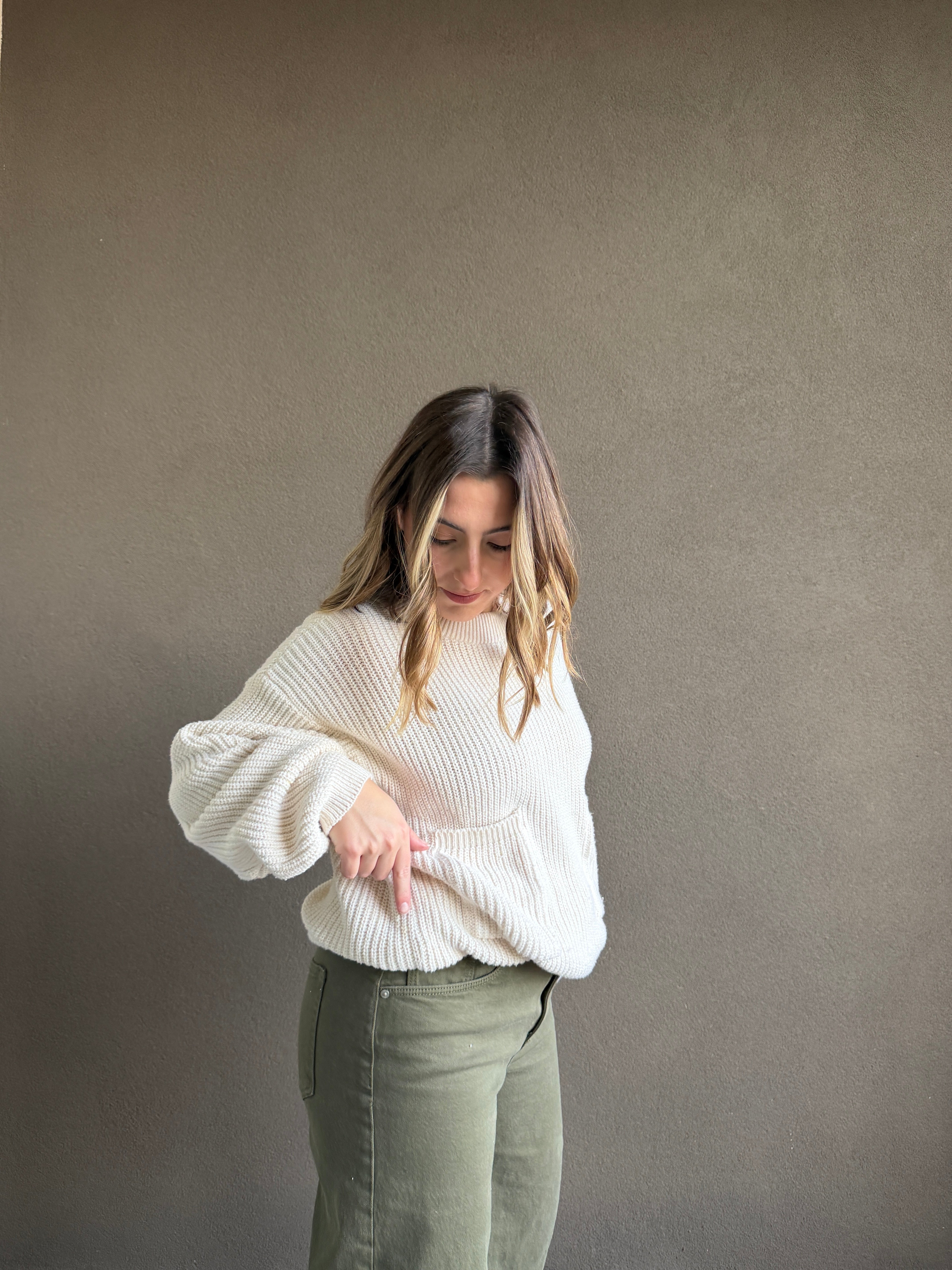 Vintage Cream Pocket Sweater (S)