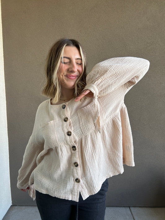 Cream Gauze Blouse (M)