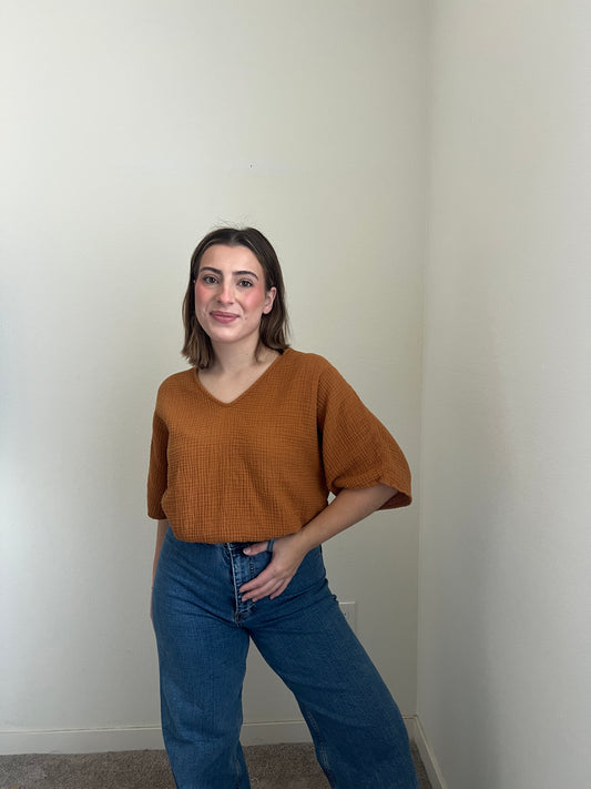 Clay Dolman Gauze Blouse (XS)