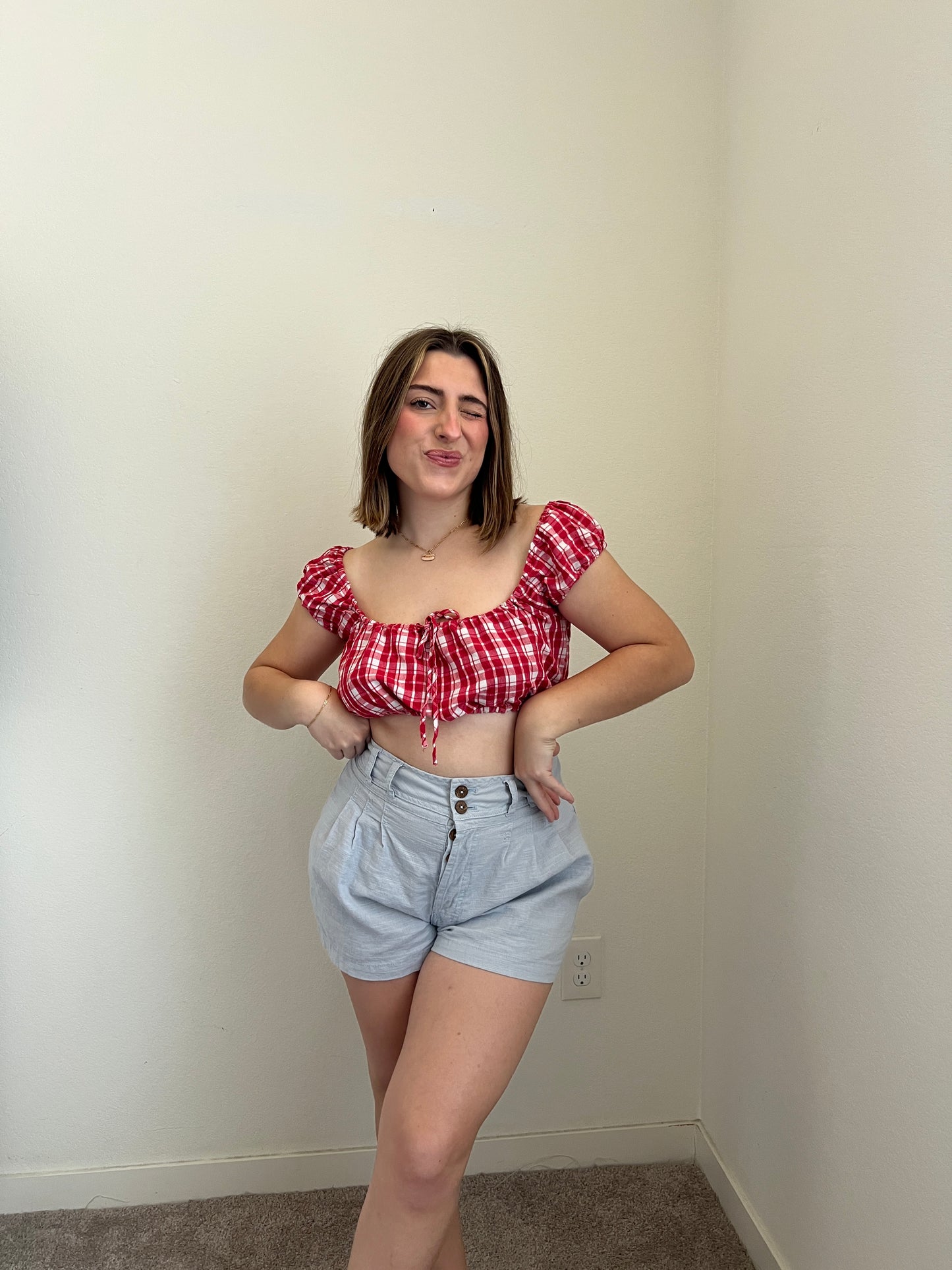 Sky Linen Blend Shorts (XS)