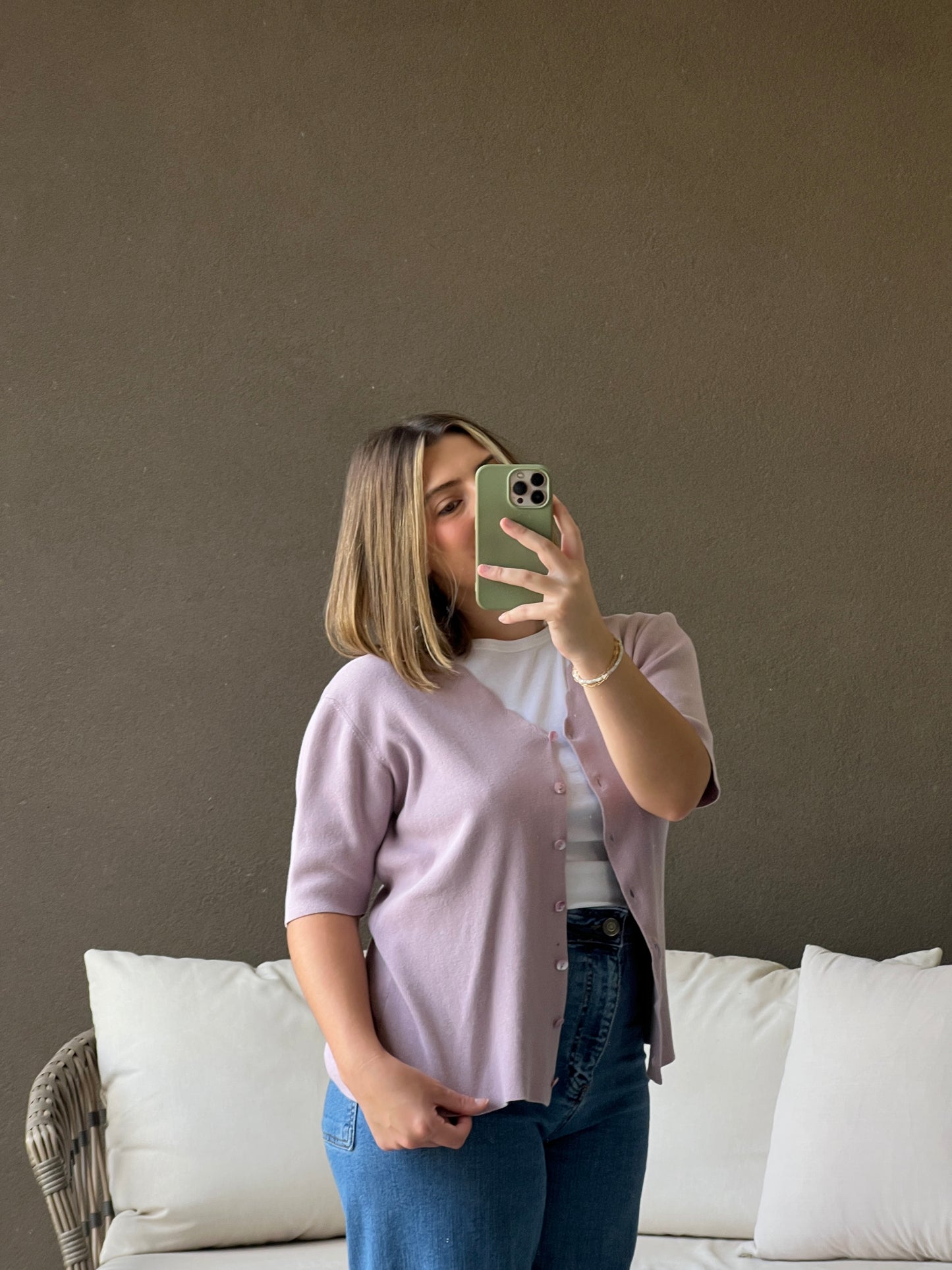 Lilac Scalloped Cardigan Tee (L)