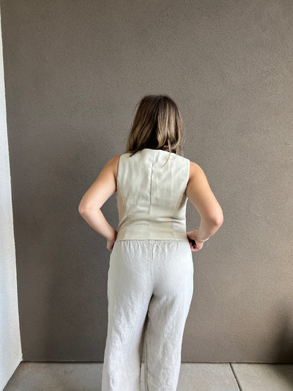 Cream Faux Leather Vest (M)