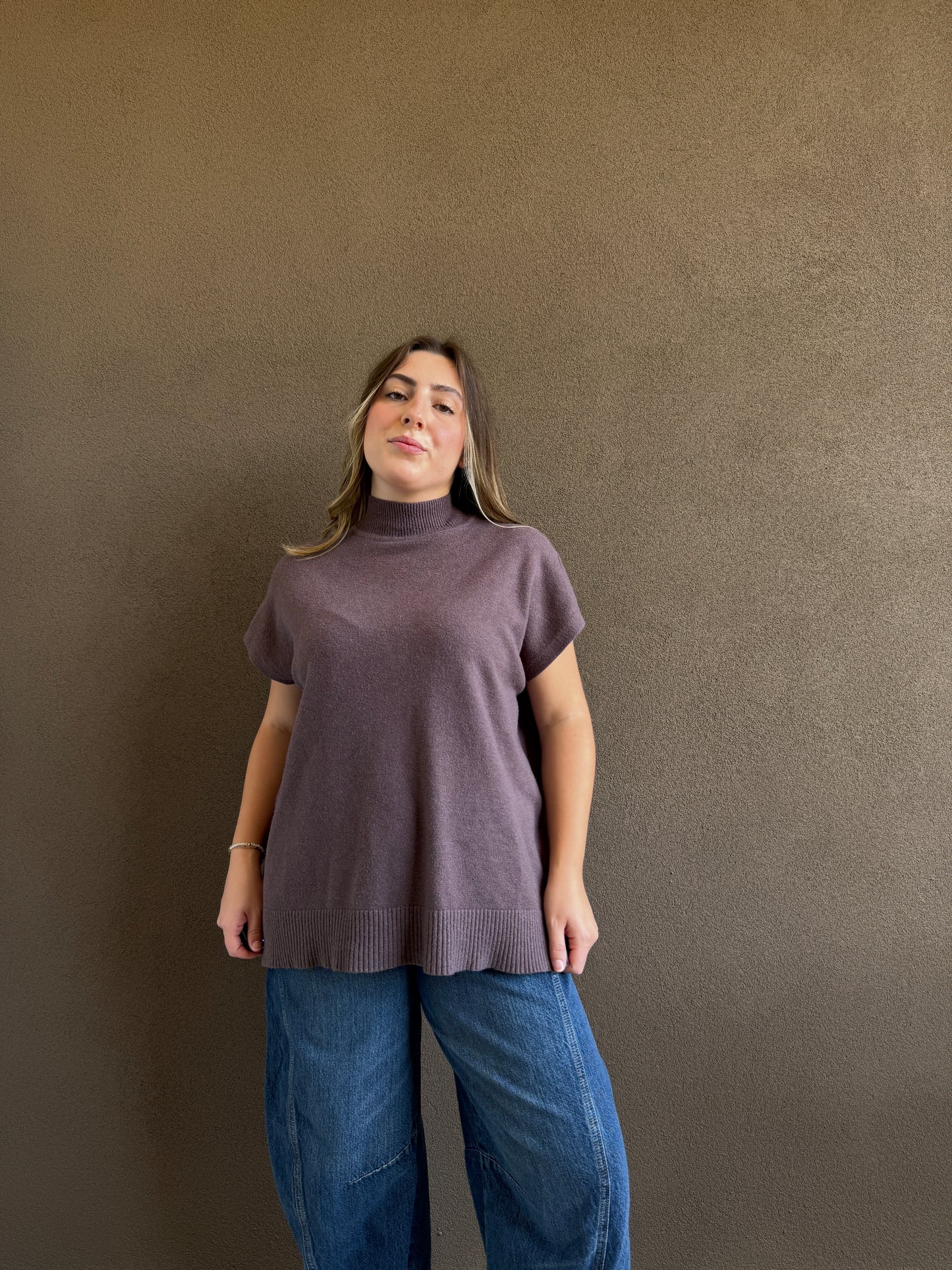 Ash Brown Cap Sleeve Top (L)