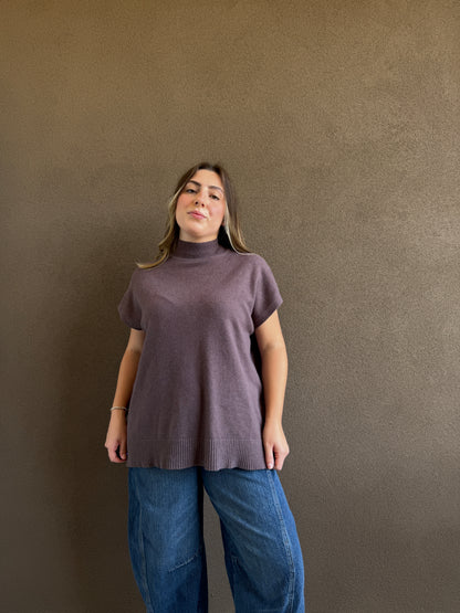 Ash Brown Cap Sleeve Top (L)