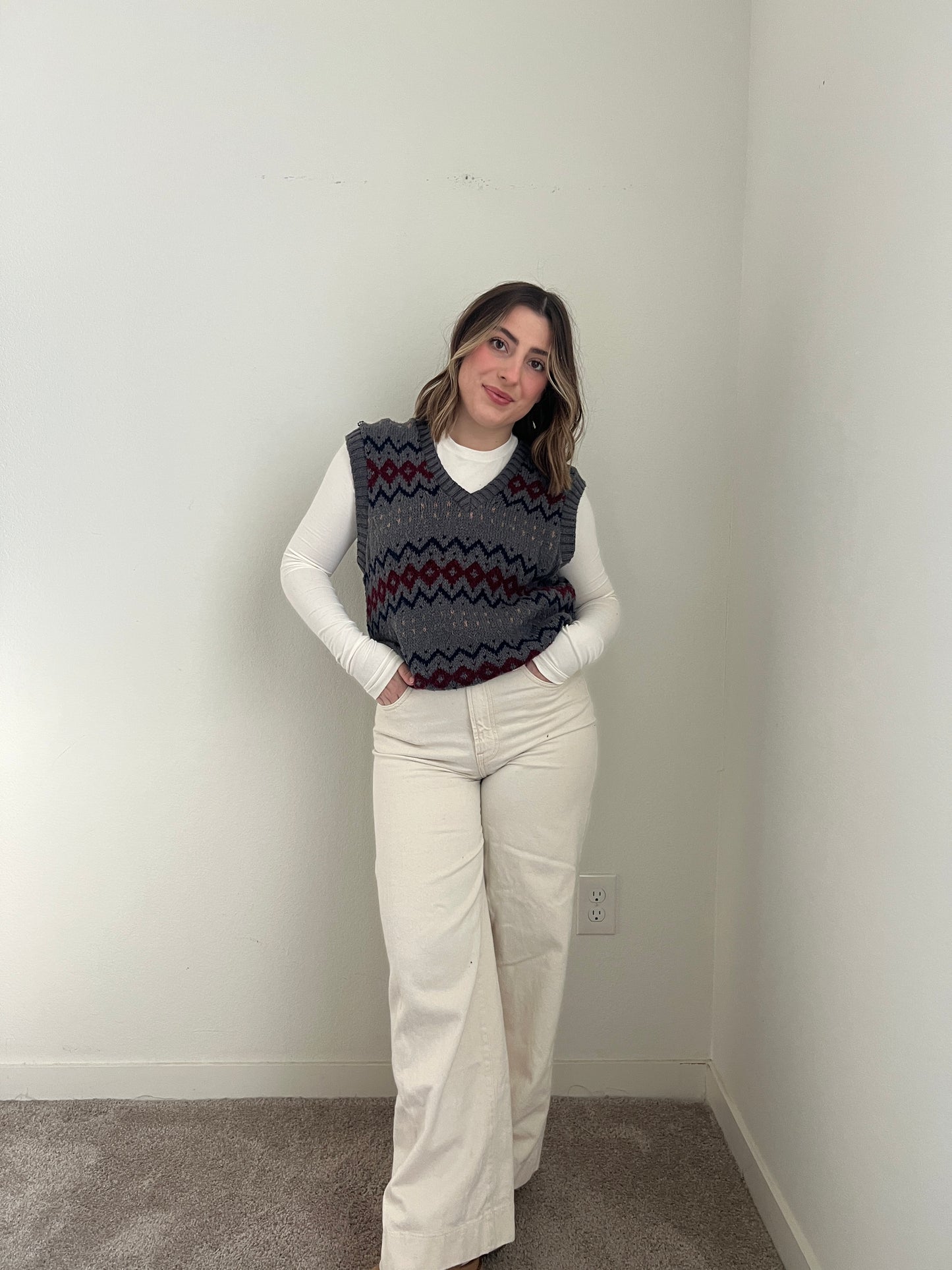 Patterned Sweater Vest (M)