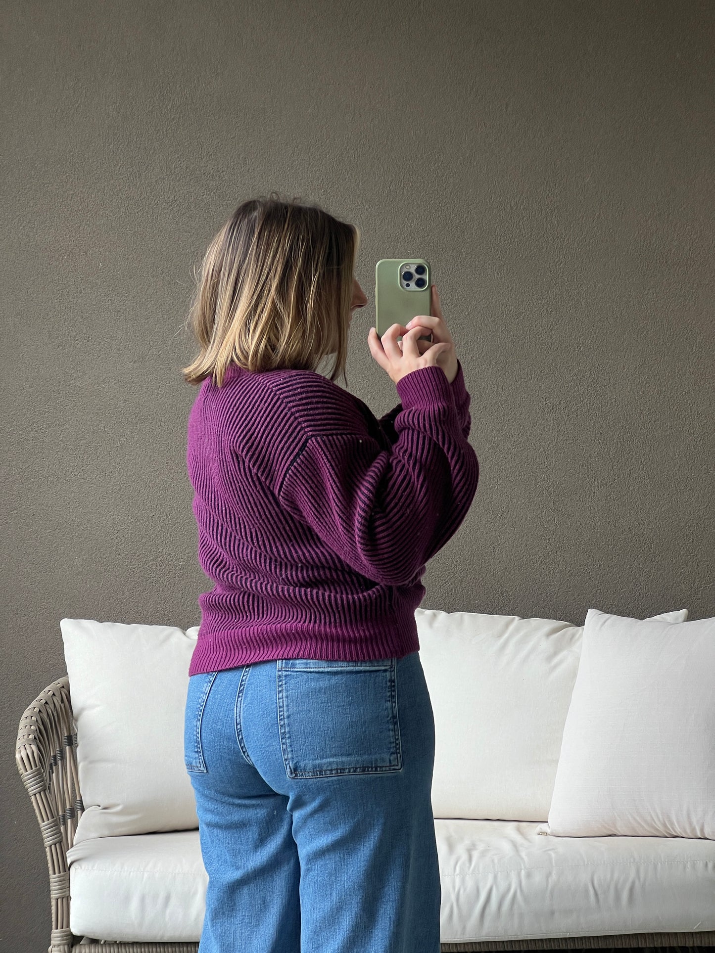 Purple Ribbed Sweater (M)