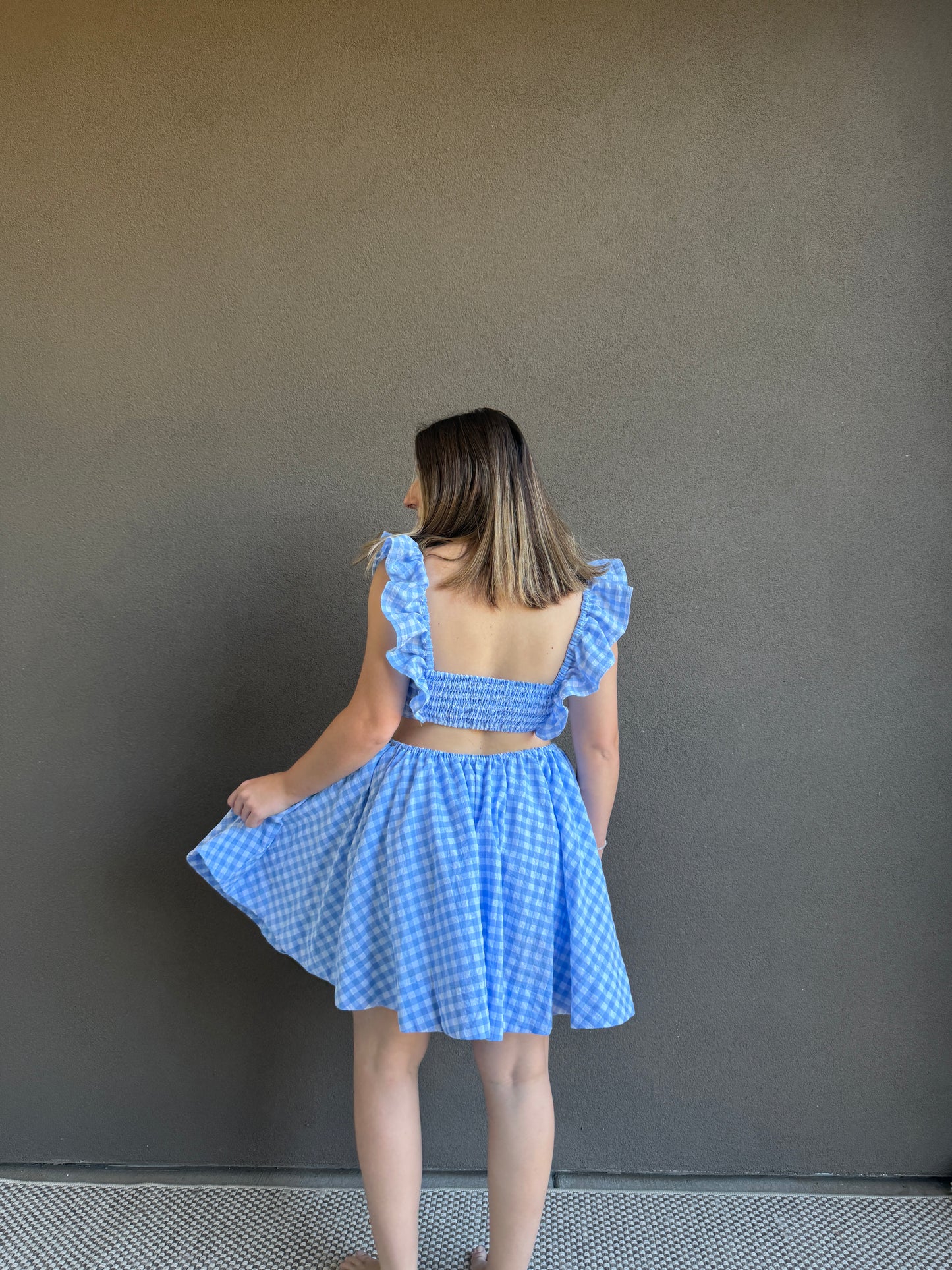 Blue Gingham Dress (L)