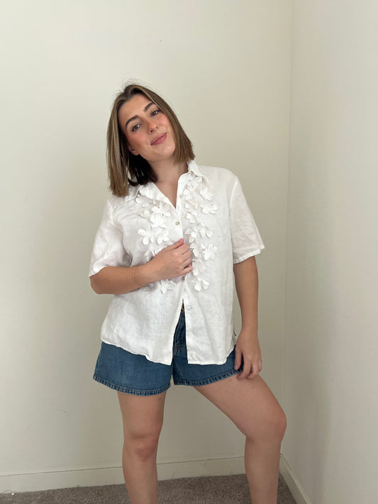 Irish Linen Floral Shirt (L)