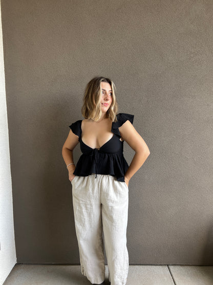 Black Fluttery Blouse (XS)