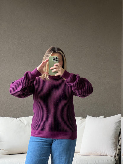 Purple Ribbed Sweater (M)