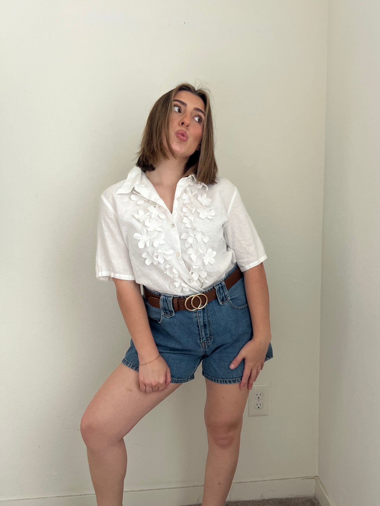 Irish Linen Floral Shirt (L)