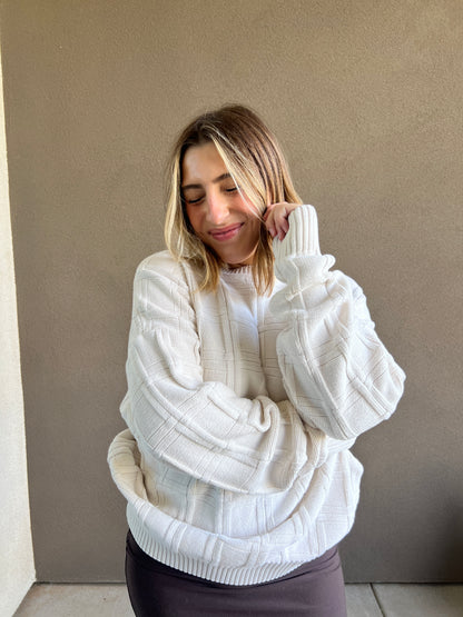 Cream Basketweave Sweater (L)