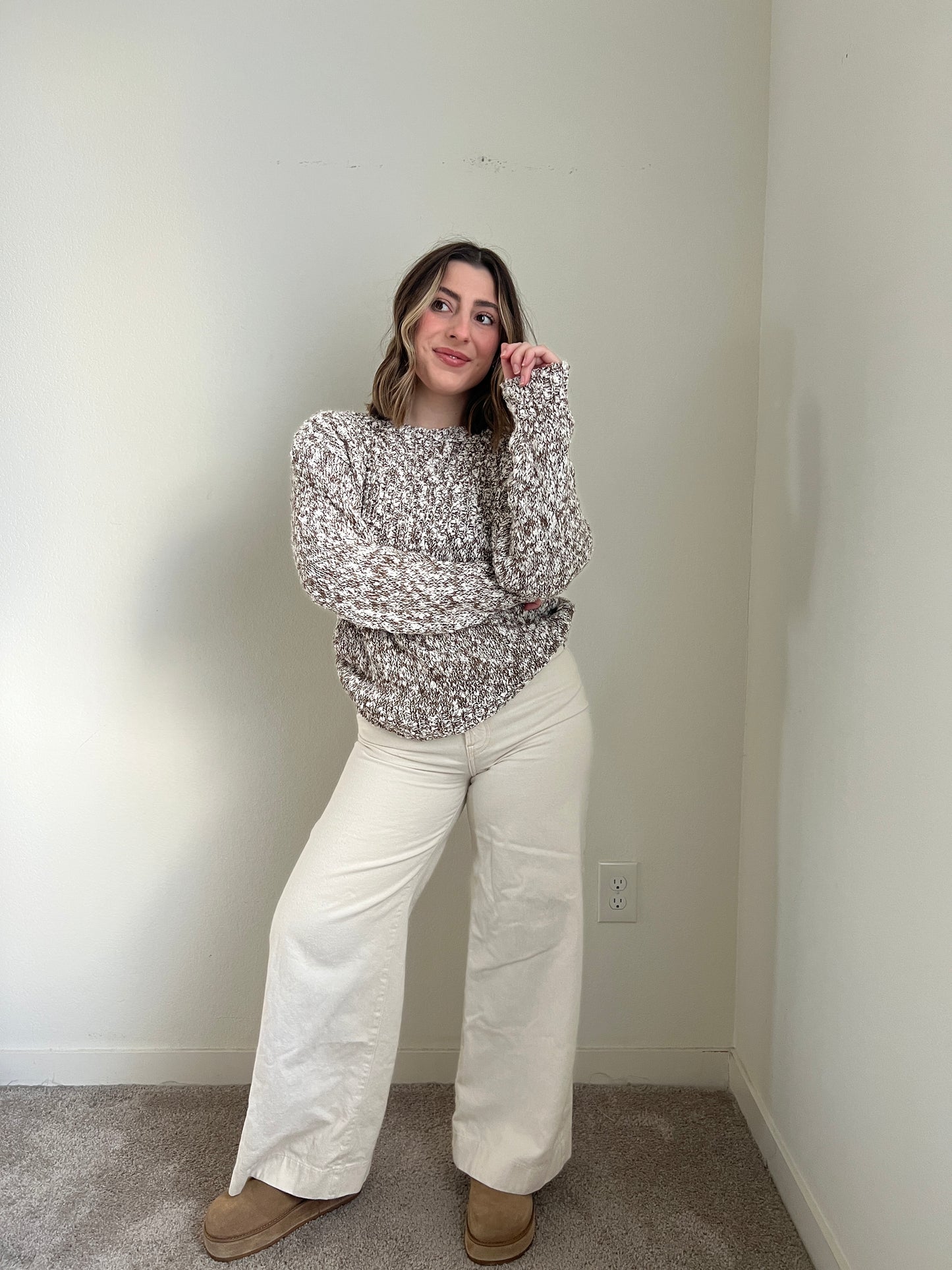 White + Cocoa Knit Sweater (M)