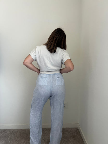Blue Striped Linen Pants (L)
