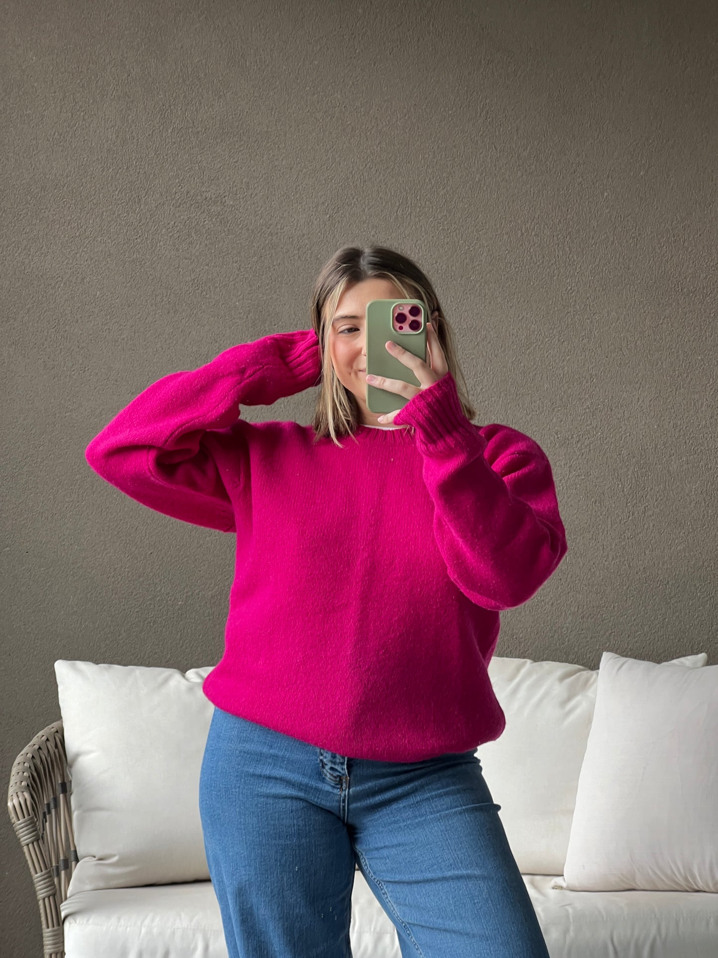 Hot Pink Wool Sweater (M)