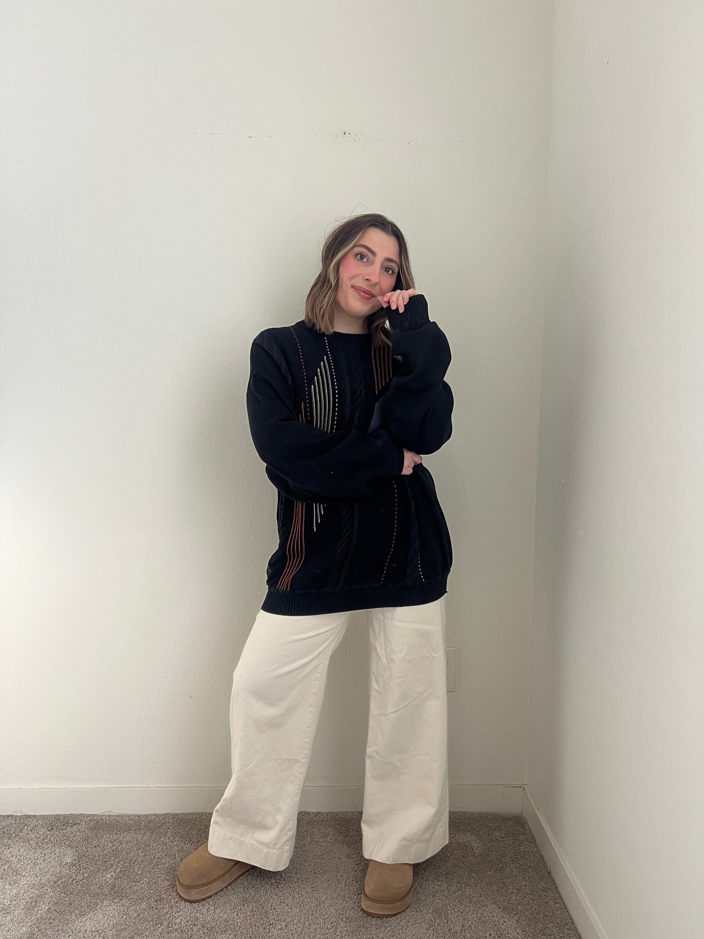 Black Patterned Sweater (L)