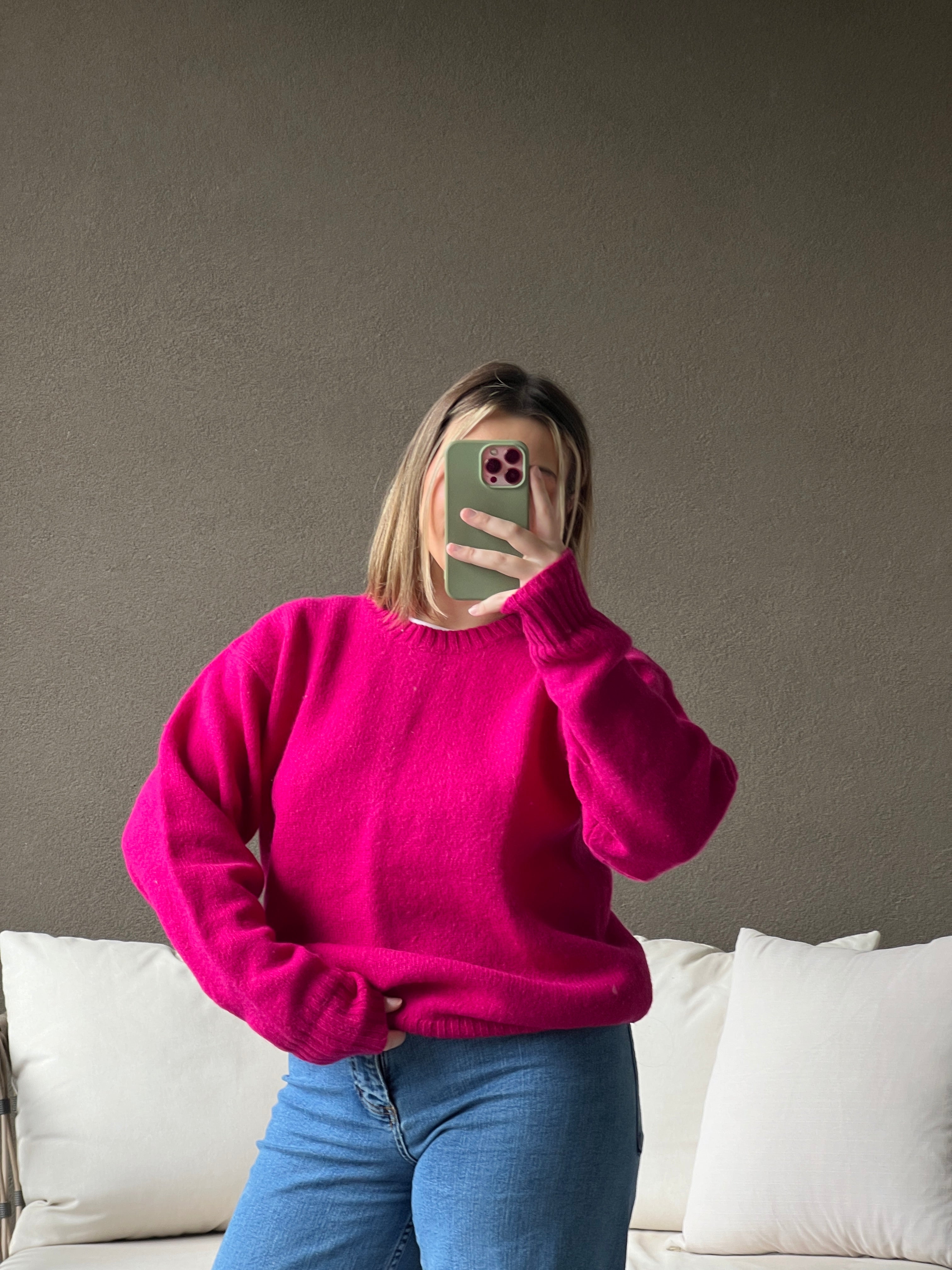Hot Pink Wool Sweater (M)