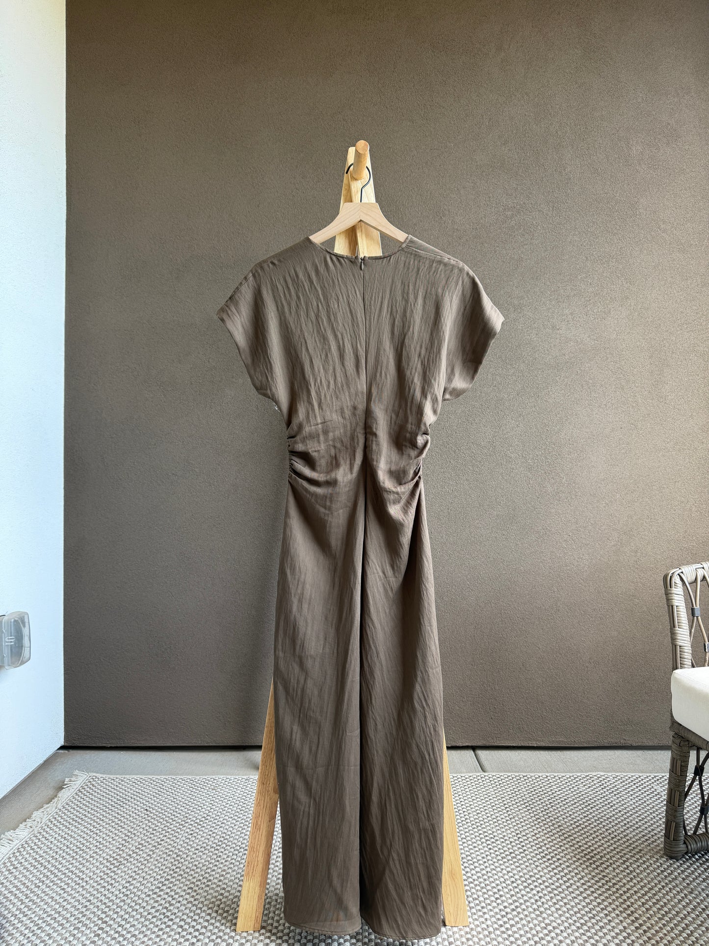 Mango Ruched Midi Dress (S)